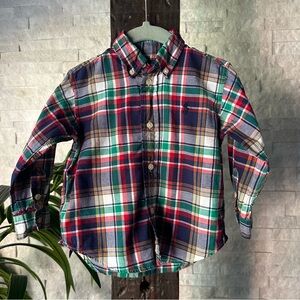 RALPH LAUREN Plaid Button Down Shirt Cotton Toddler Size 18M